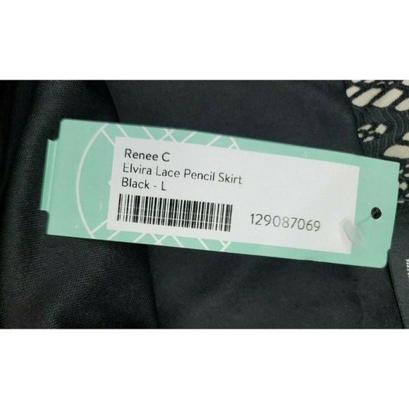 Renee C Stitch Fit Elvira Lace Pencil Black Large U.S.A Made Skirt Poly/Spandex - Picture 9 of 12